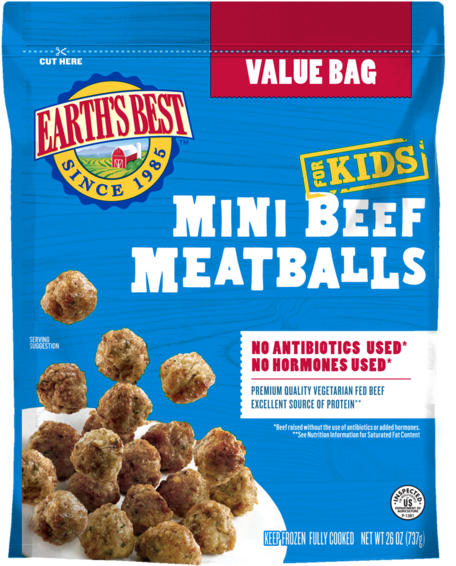 Mini Beef Meatballs Value Size - Earth's Best (472x600), Png Download