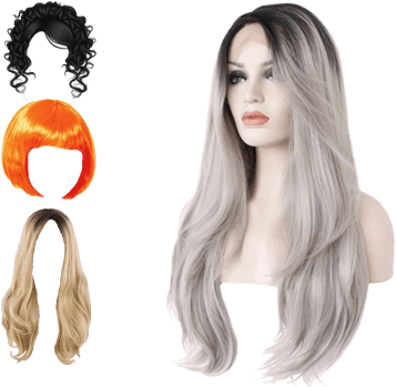Fashion Wigs Category - Rzwd Ombre Gray 2 Tones Synthetic-lace Front Wig-wigs (490x380), Png Download