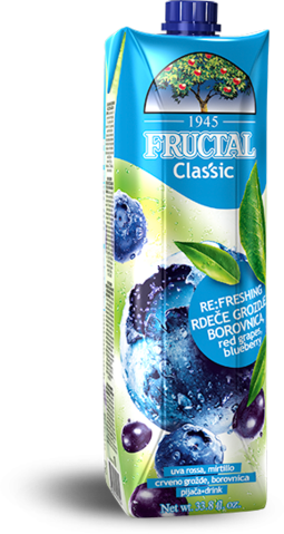 Red Grapes And Blueberry Juice 1 L - Red Grapes And Blueberry Juice (fructal) 1 L (255x479), Png Download