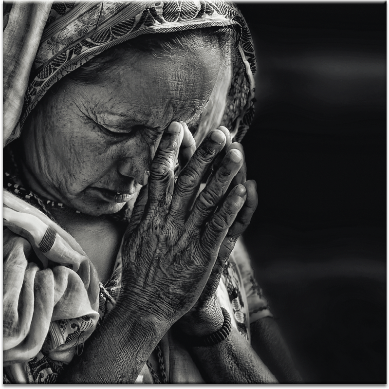 Prayers - Hindu Praying Black And White (900x900), Png Download