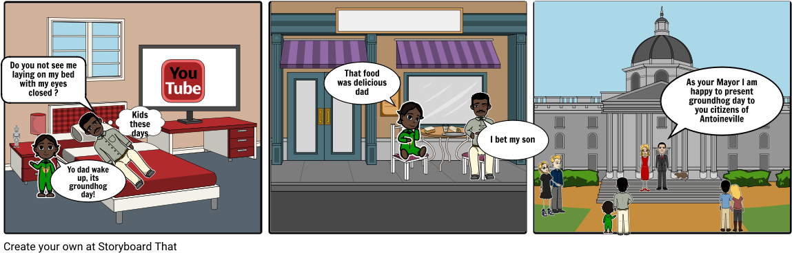 Groundhog Day - Cartoon (1164x385), Png Download