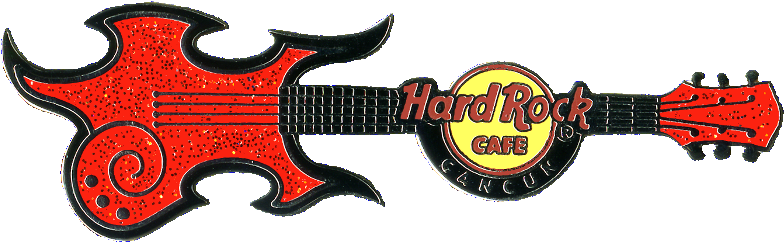 Cancun Horizontal Silver Based Red V1 Guitar N49119 - Hard Rock Guitar Png (800x257), Png Download