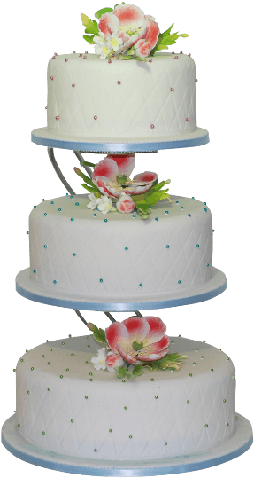 Three Tier Large Flower Wedding Cake - Wedding Cake (406x600), Png Download