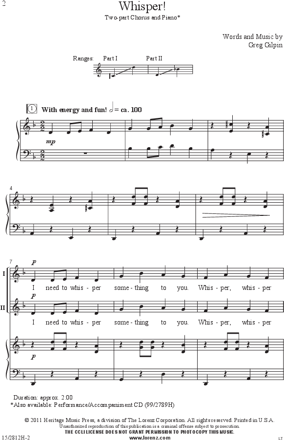 Thumbnail Whisper - Whisper Greg Gilpin Sheet Music (672x984), Png Download