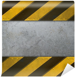Metal Plate With Caution Stripes Wall Mural • Pixers® - Metal (400x400), Png Download