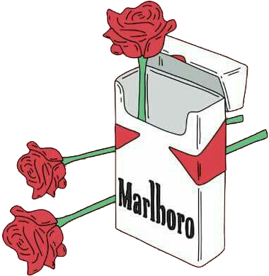Rose, Marlboro, And Pink Image - Stickers Tumblr Cigarros (500x688), Png Download