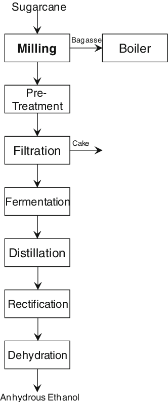 Schematic Process Flow Diagram From Sugarcane To Ethanol - Process Flow Diagram For Cake (332x794), Png Download