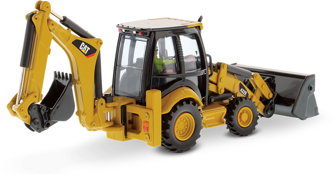 Cat 432e Backhoe Loader With Work Tools - Diecast Masters Cat 432e Backhoe Loader (1:50) (1200x615), Png Download