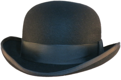 Bowler-wide Brim - Wool Felt Bowler Hat (441x371), Png Download