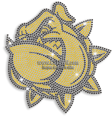 Yellow Bulldog Face Iron On Rhinestone Transfer - Sunflower (450x450), Png Download
