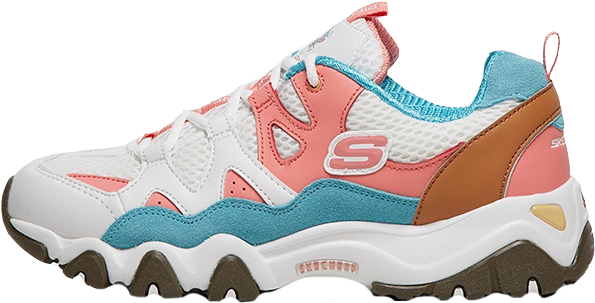 Skechers Dlites Tidal Waves White Pink Womens - Skechers Women's D'lites 2 (640x387), Png Download