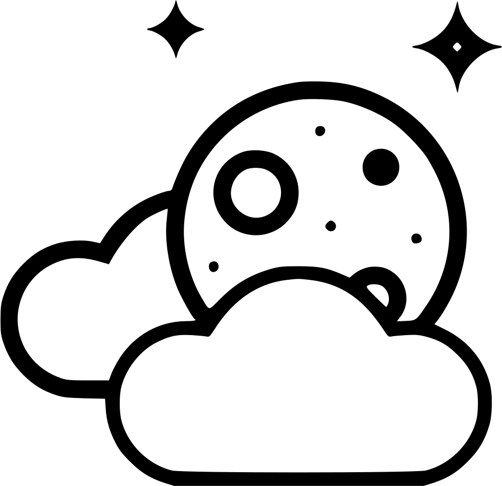 Forecast Clouds Moon Night - Line Art (981x950), Png Download