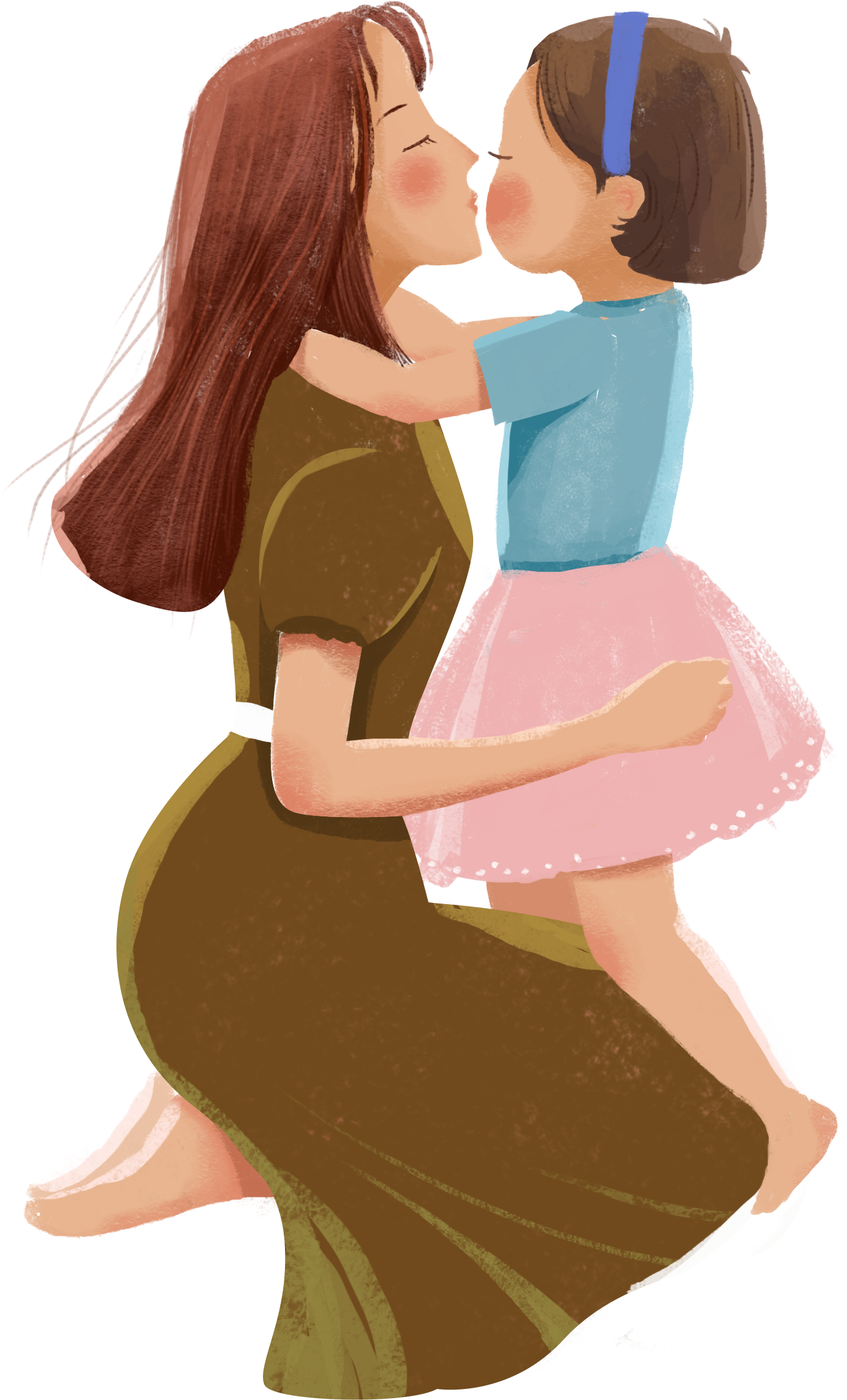 Hand Painted Cartoon Mother And Daughter Decoration - Mother (2116x2630), Png Download