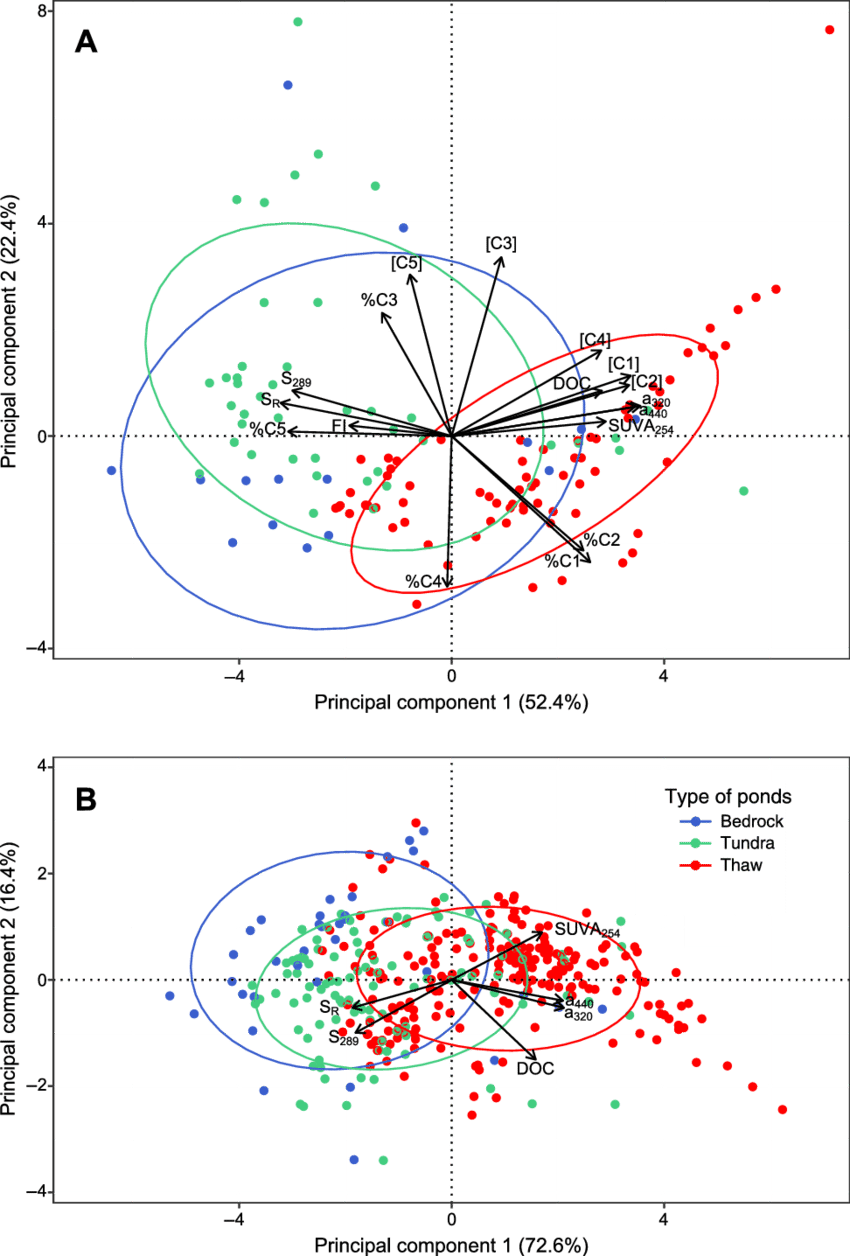 Pcas Of Dom Optical Variables Across Bedrock, Tundra, - Diagram (850x1256), Png Download