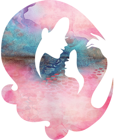 Silhouette Mother/daughter Wall Sticker - Mother And Daughter Silhouette (374x459), Png Download