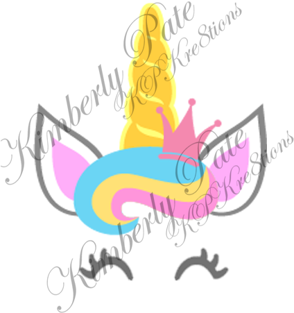 Unicorn With Tiny Crown ~ Waterslide - Unicorn Horn Ears And Eyes (500x500), Png Download