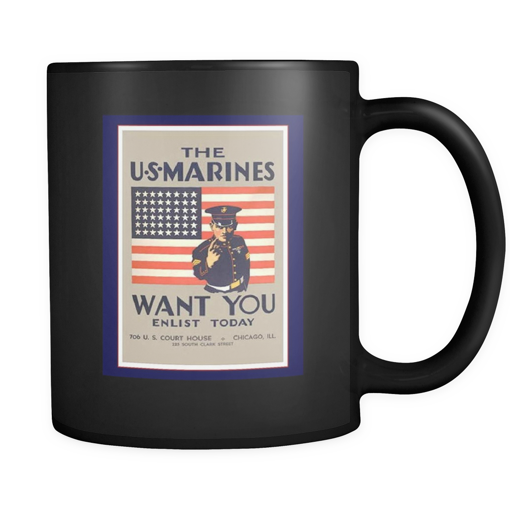 Black Mug, Us Marines Want You - Art.com 'the U.s. Marines Want You' Framed Graphic (1024x1024), Png Download