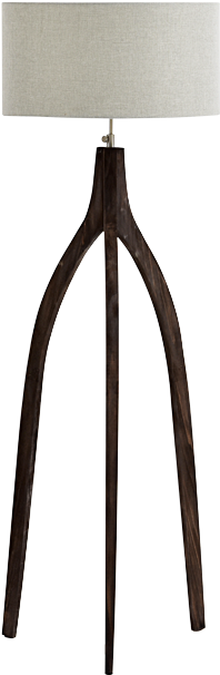 Image For Wooden Floor Lamp With Grey Fabric Shade - Lamp (519x804), Png Download