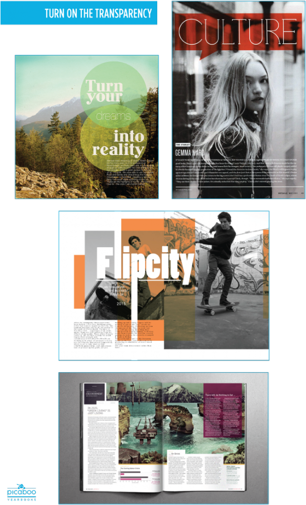 Using Transparent Shapes In Your Yearbook Design - Design (644x1024), Png Download