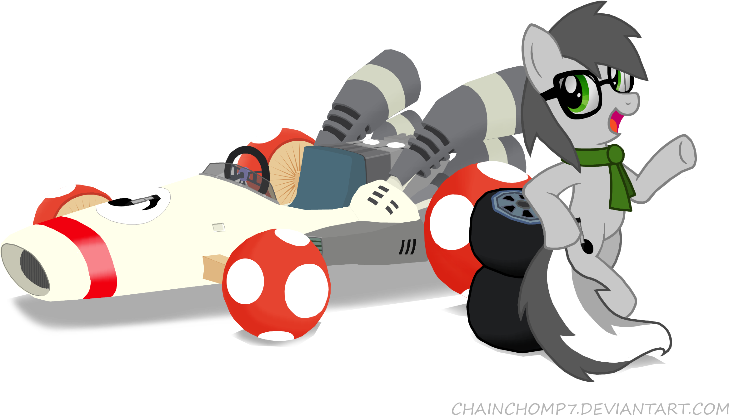 Chainchomp7, Crossover, Earth Pony, Glasses, Mario - Pony Kart (2500x1500), Png Download