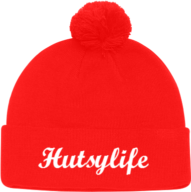 Classic Hutsylife Pom Knit Red Beanie - Ayass Hotel (488x390), Png Download