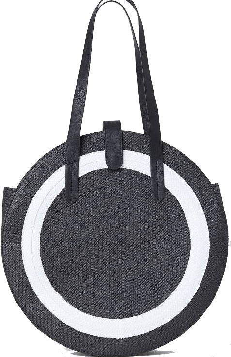 H And M Round Straw Bag Black And - H&m Round Straw Bag (490x735), Png Download