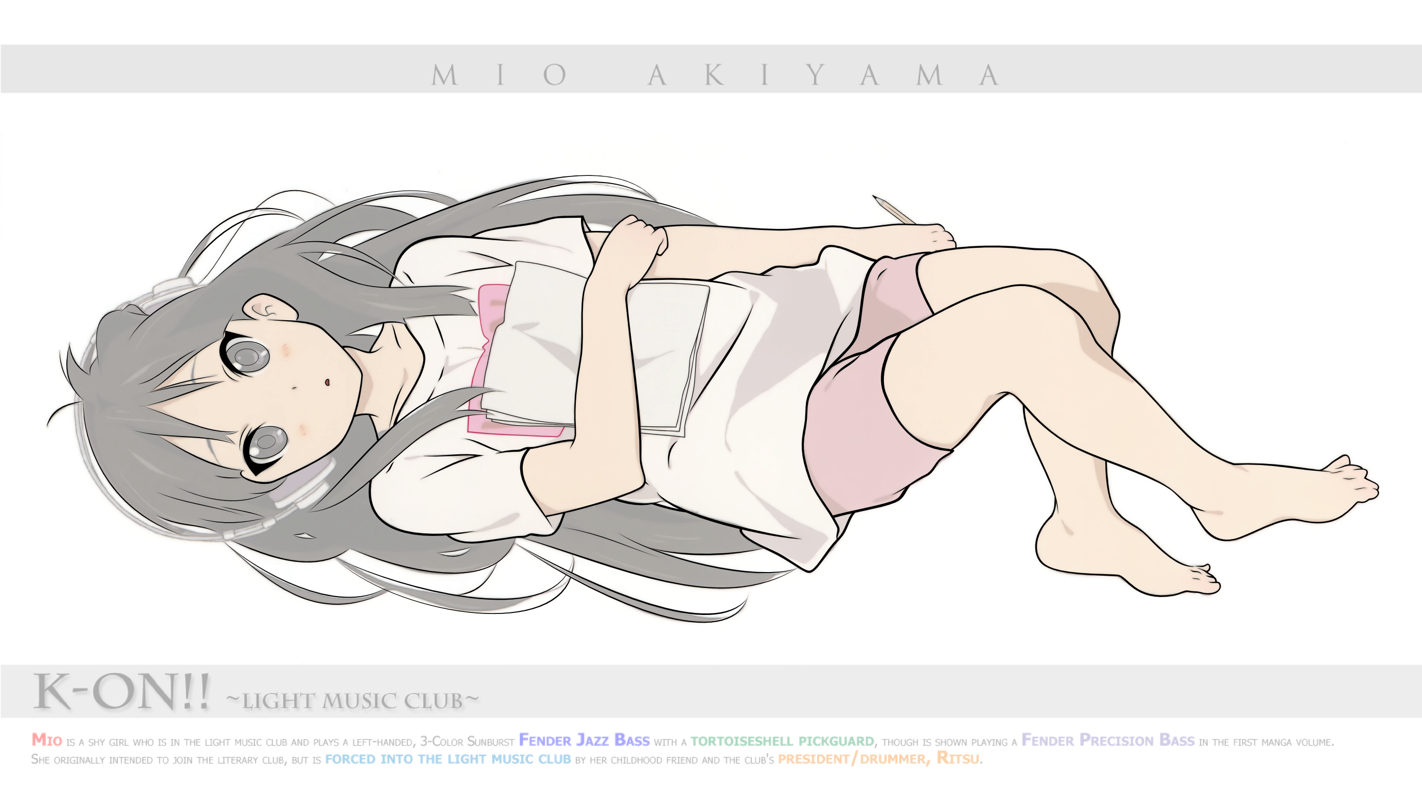 View Mio Laying Down , - 唯&澪 ジャンボクッションカバー(抱き枕カバー)「けいおん!」 (2791x1570), Png Download