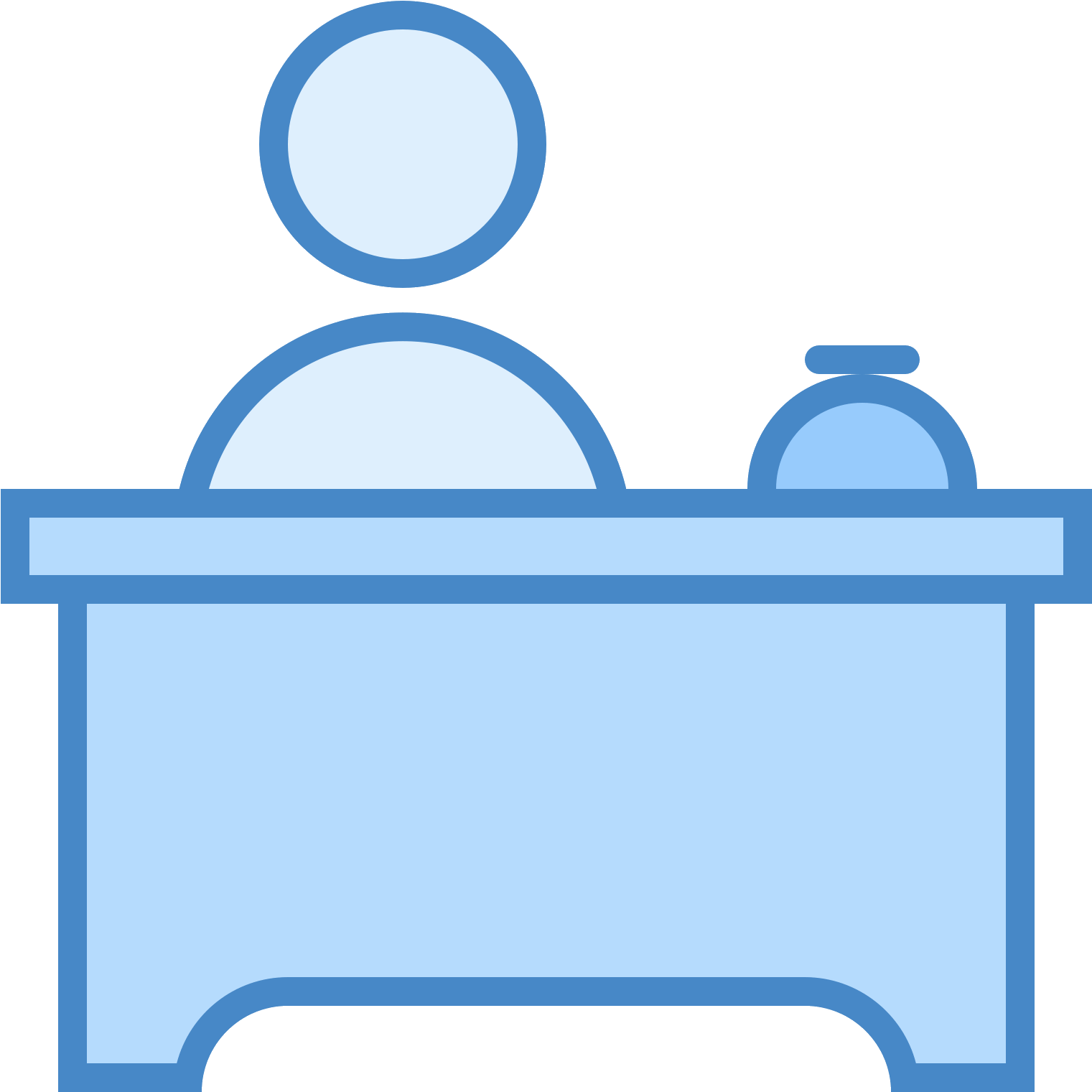 The Image Is A Large Desk With A Little Bell On The - Blue Desk Clip Art (1600x1600), Png Download
