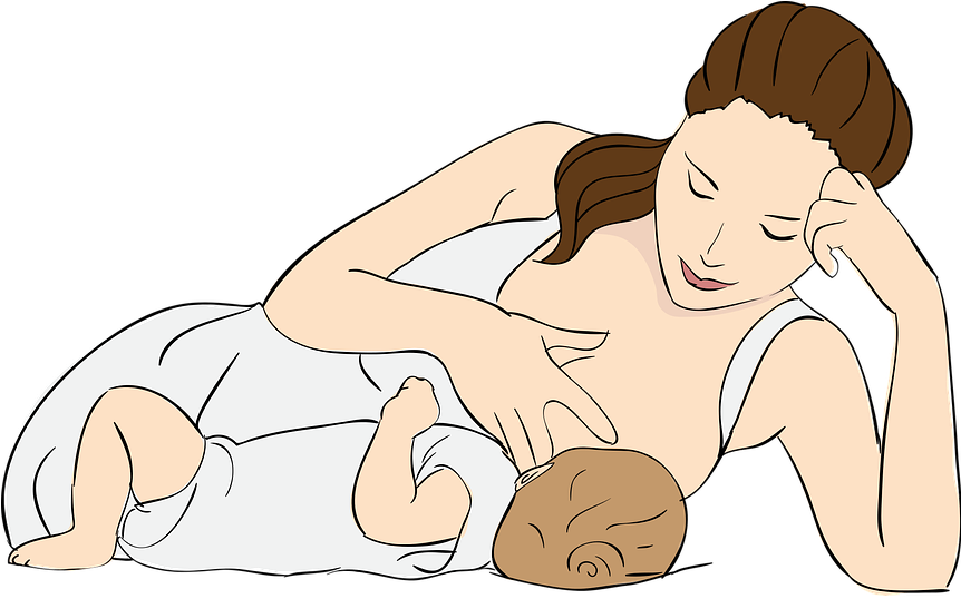 Breastfeeding Laying Down - Breast Feed Png (861x548), Png Download