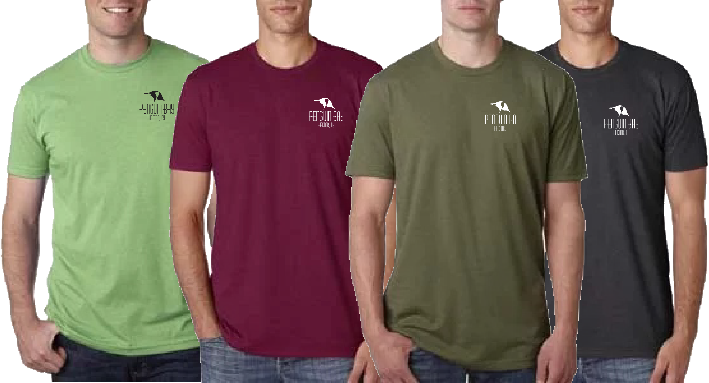 Men's Penguin Bay Logo T-shirt - Next Level Mens Cvc Crew - Apple Green - S - (style (2312x1250), Png Download