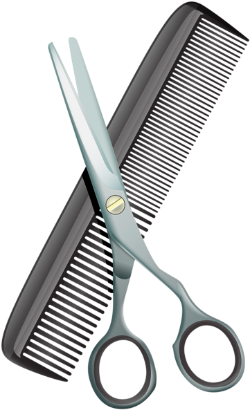 Comb And Scissors Png Clip Art Image - Comb And Scissors Clipart (364x600), Png Download