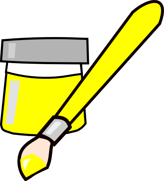 Yellow Paint Brush Clipart (540x596), Png Download