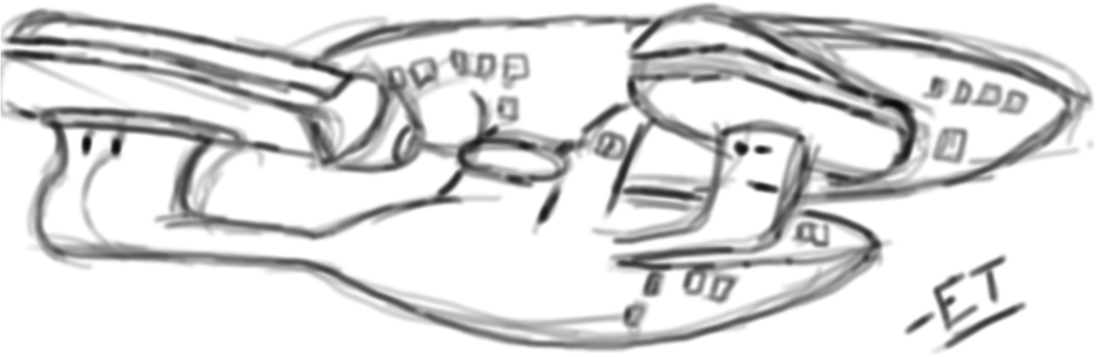 U - S - S - Enterpise Ncc 1701 D - Sketch (1600x793), Png Download