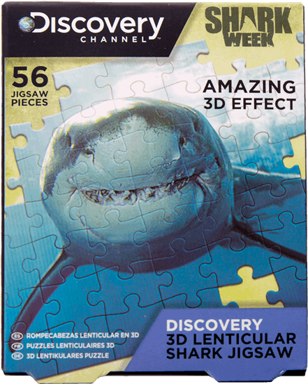 Shark 56 Piece Lenticular Jigsaw Puzzle - Discovery Channel (600x600), Png Download