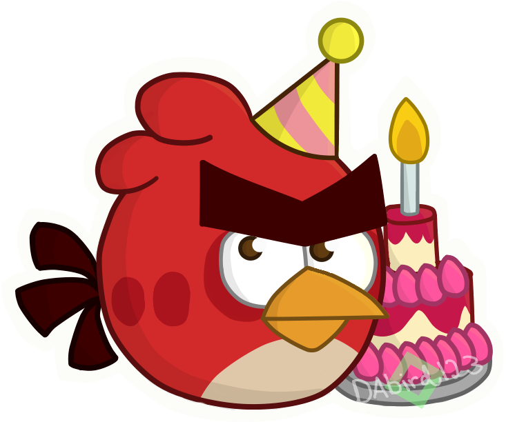 Angry Birds Art Happy Bird - Red Angry Bird Happy Birthday (889x889), Png Download