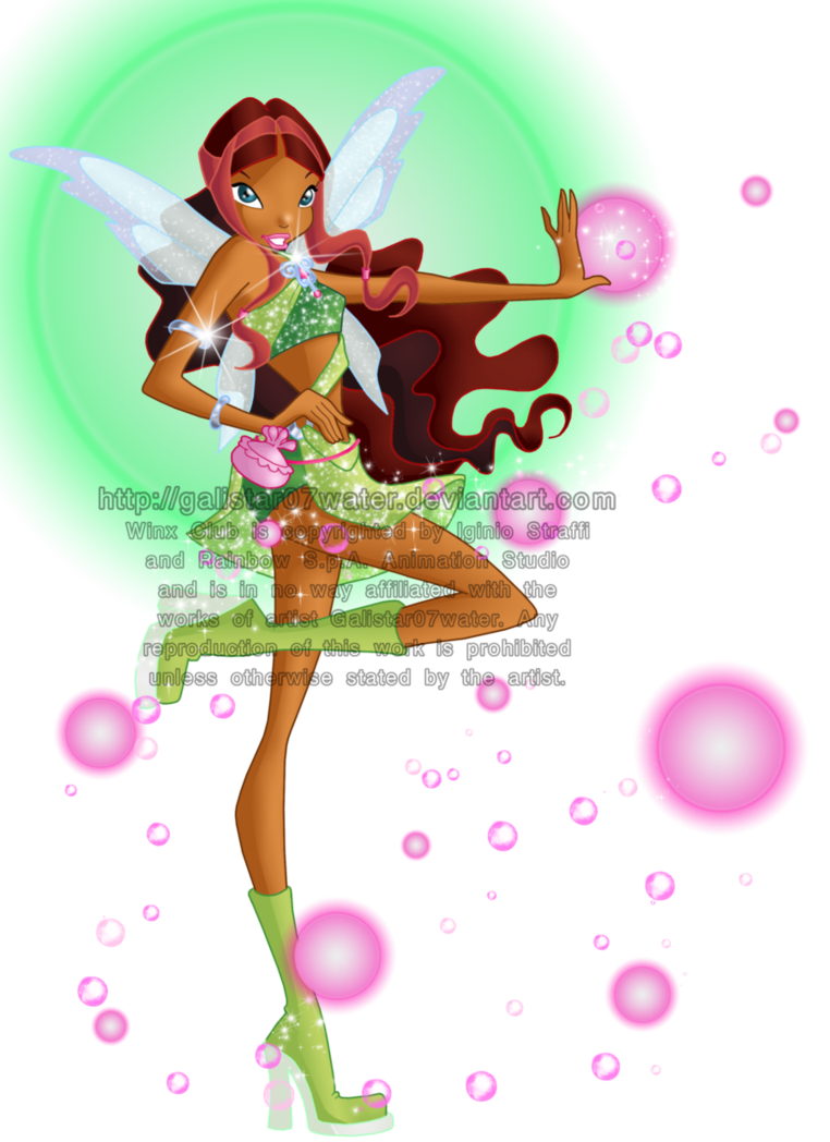 Pink Bubbles And Morphix Charm By Galistar07water - Winx Club Layla (762x1048), Png Download