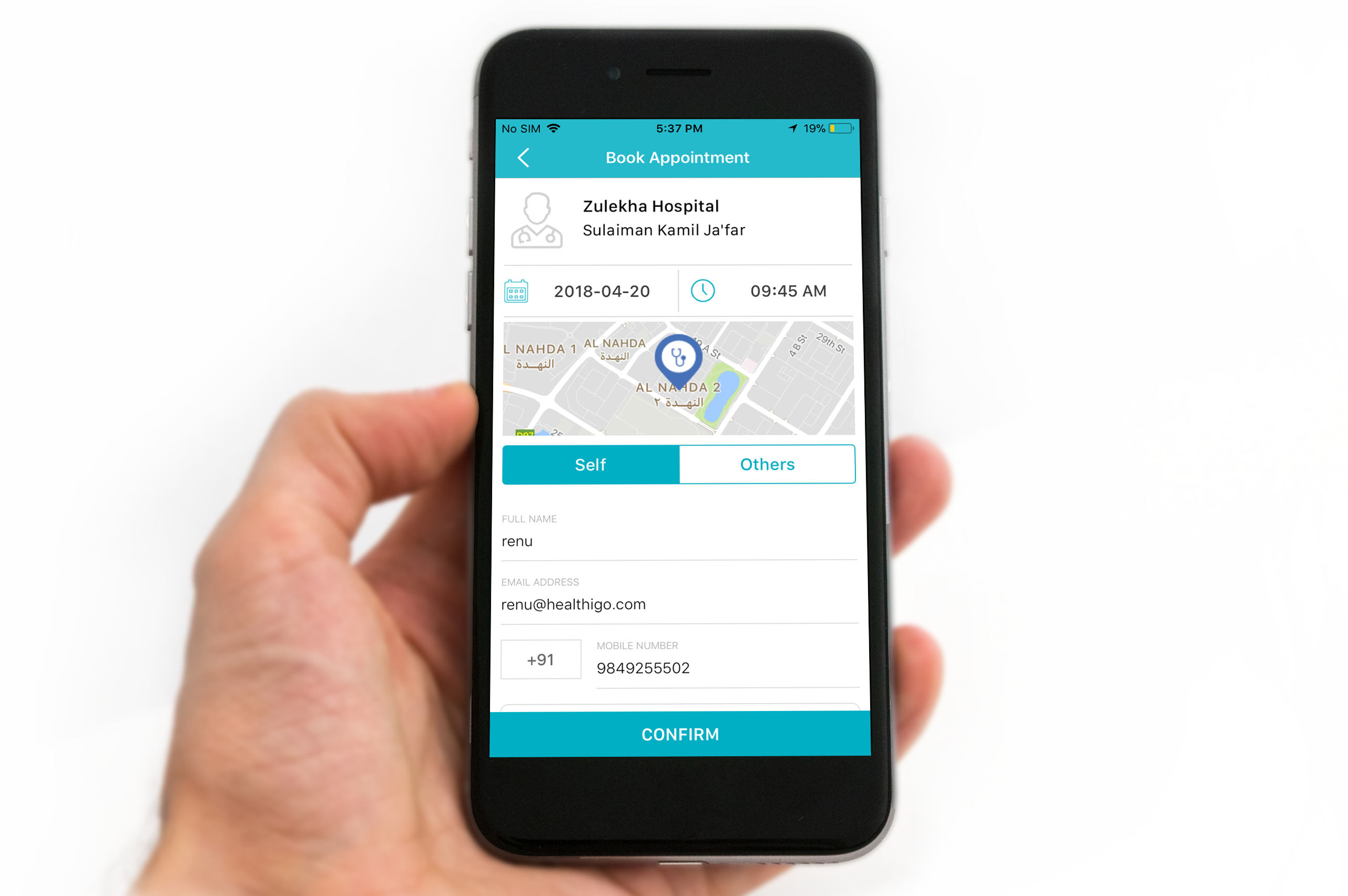 Family Healthcare Appointment Booking - Iphone 6s Holding (2564x1705), Png Download