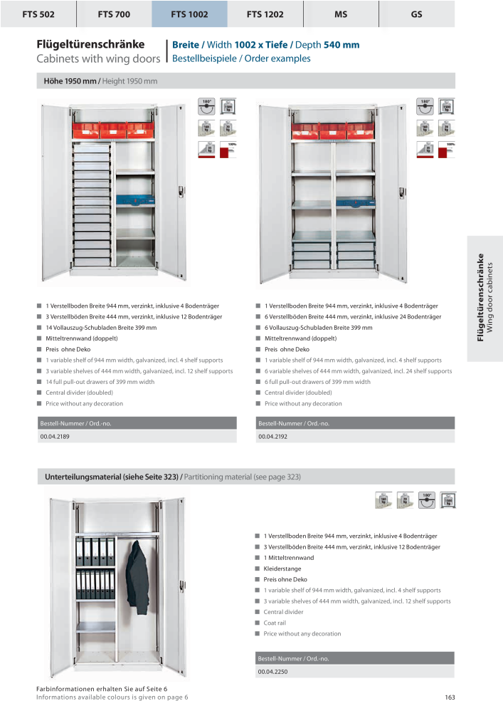 Lokoma Catalog Drawer Systems Workbenches Wingdoor - Mat.-/kleiderschrank Mk 1000 3böden,1hutb.,1rohr,1trennw. (706x1000), Png Download
