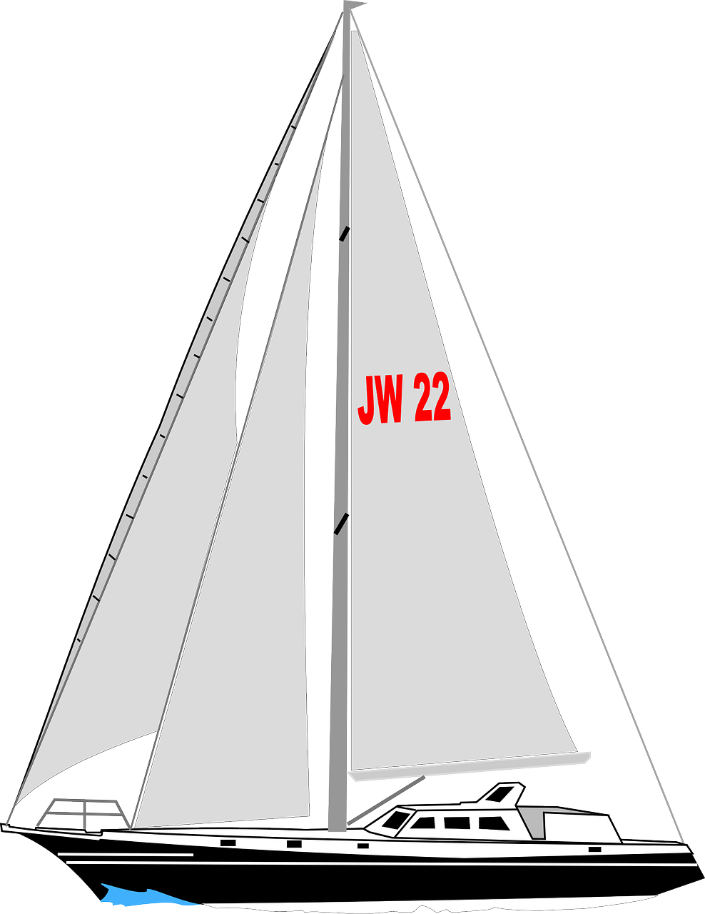 Boat, Sailboat Boat Yacht Sail Water Sea Sailing - Sailing Yacht Clip Art (988x1280), Png Download