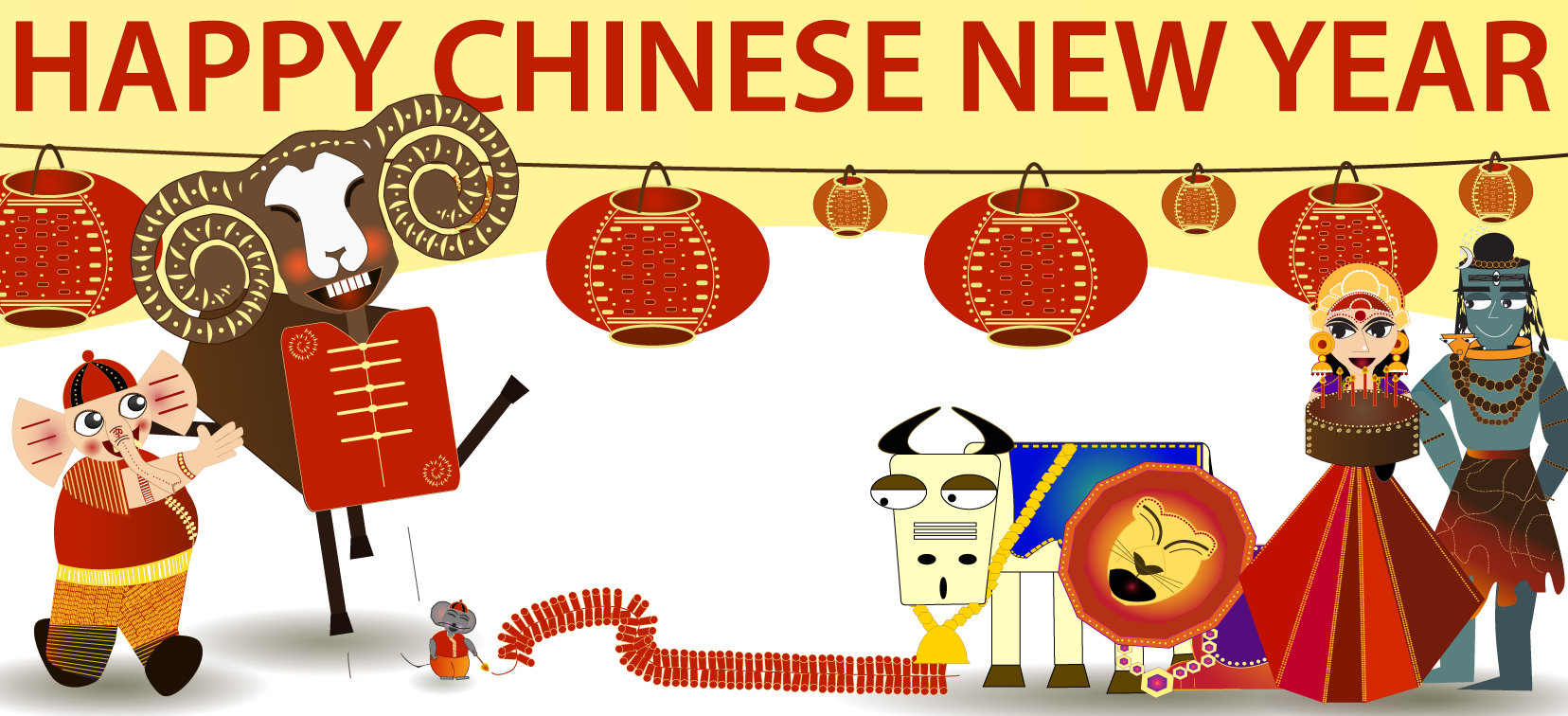 Chinese New Year Year Of The Sheep - Hearing Aid (1656x756), Png Download
