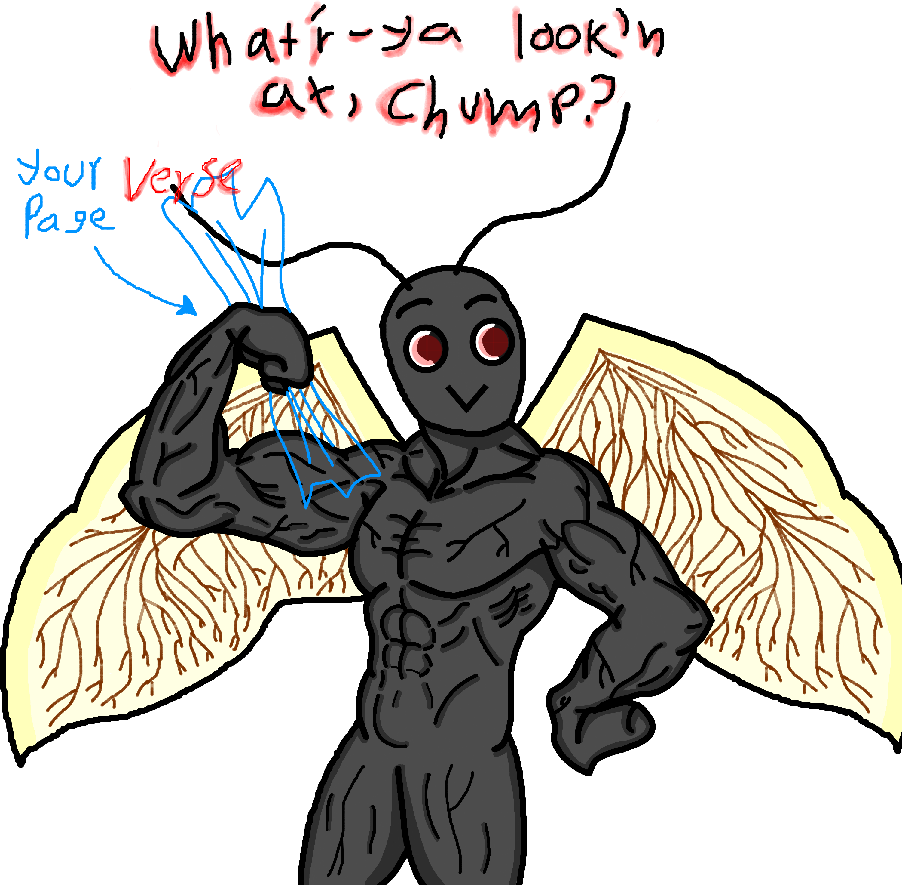 Muscles69 - Mothman Cartoon (3000x3000), Png Download
