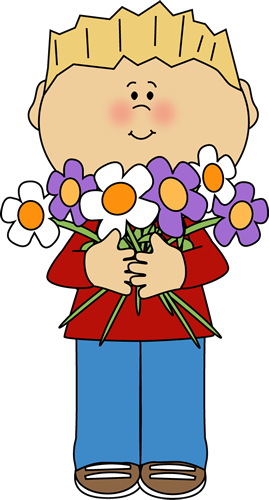 Show Up Outside Her House/office - Boy With Flowers Clipart (269x500), Png Download