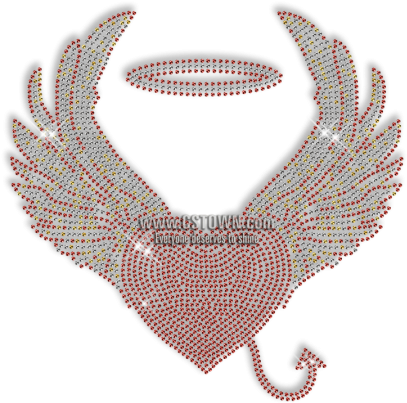 Custom Best Sparkle Heart With Wngs And Loop Diamante - Iron-on (450x450), Png Download