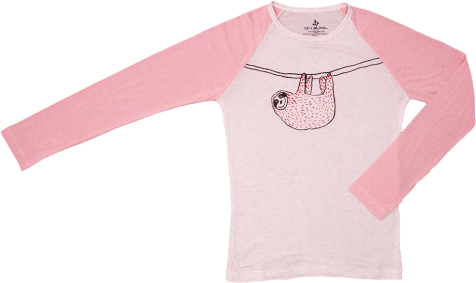 Noé & Zoë Raglan Tee Hanging Sloth - Raglan Sleeve (960x720), Png Download
