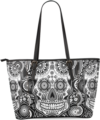 Sugar Skull Leather Tote Bag/large - Cafepress Skull Throw Pillow (500x500), Png Download