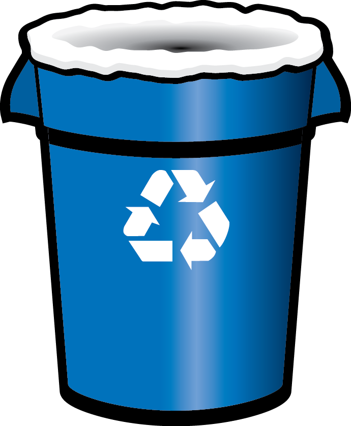 Recycle Clipart Recycling Container - Blue Recycle Bin Png (690x837), Png Download