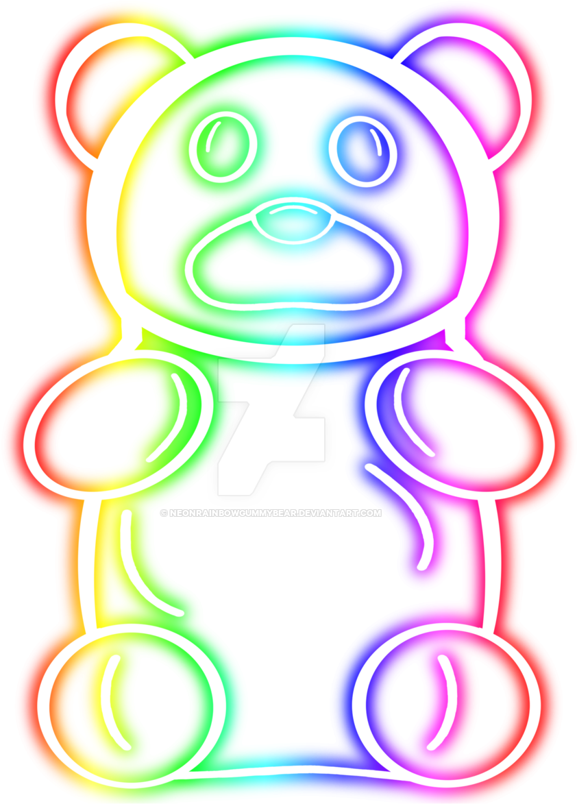 Gummy Bear Clipart Rainbow - Neon Rainbow Gummy Bear (1024x1195), Png Download