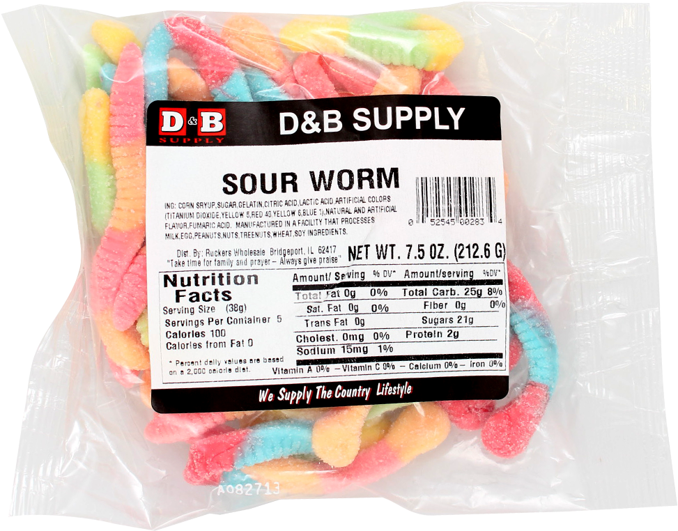 Sour Worm Gummy (1001x1001), Png Download