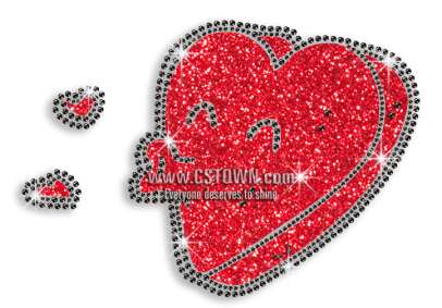 Glittery Heart Blowing Bubbles Iron-on Hotfix Transfer - Heart (450x450), Png Download
