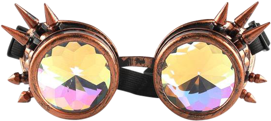 Retro Spiked Kaleidoscope Goggles-onelove Rave Life - Sunglasses (600x600), Png Download